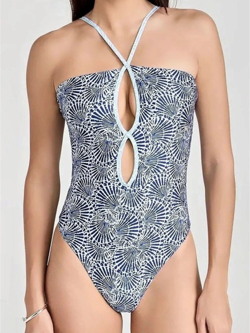 Palmacea Abstract Blue & White One-Piece Size Medium